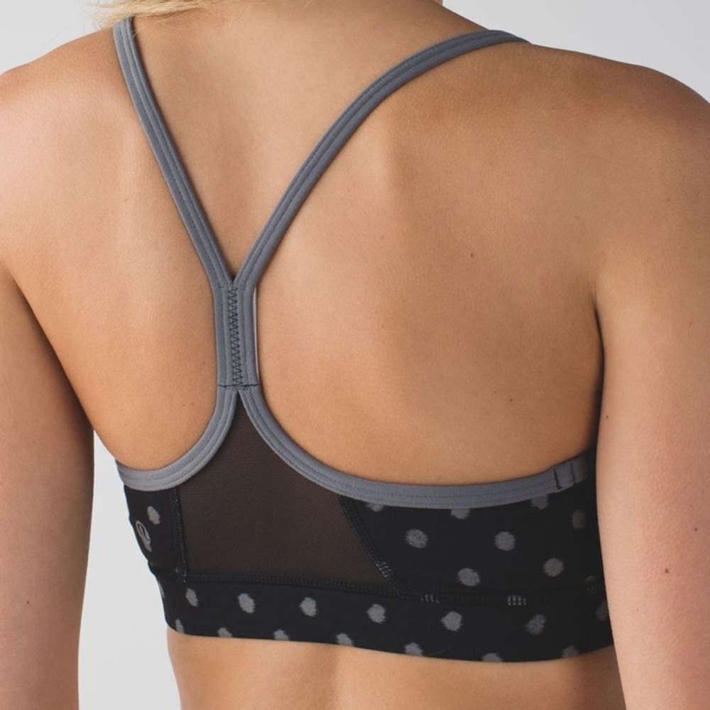 Lululemon Flow Y Bra Ghost Dot Black Slate 2 EUC
